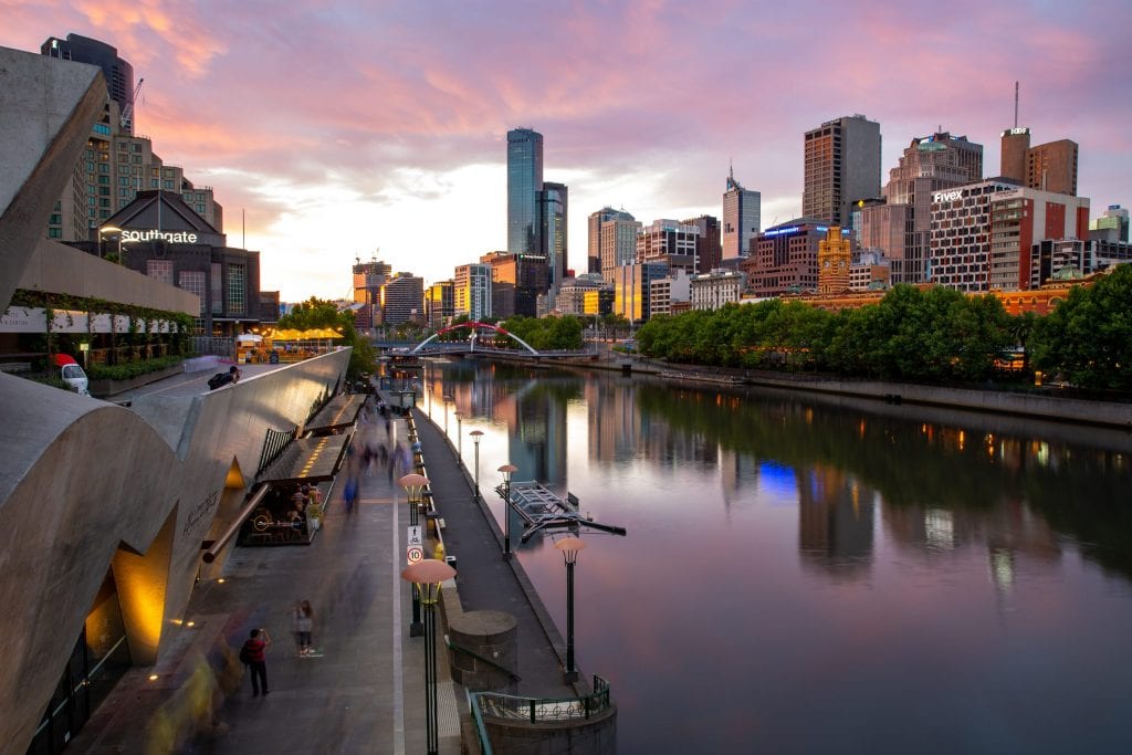 View of South Bank Board Walk in Melbourne